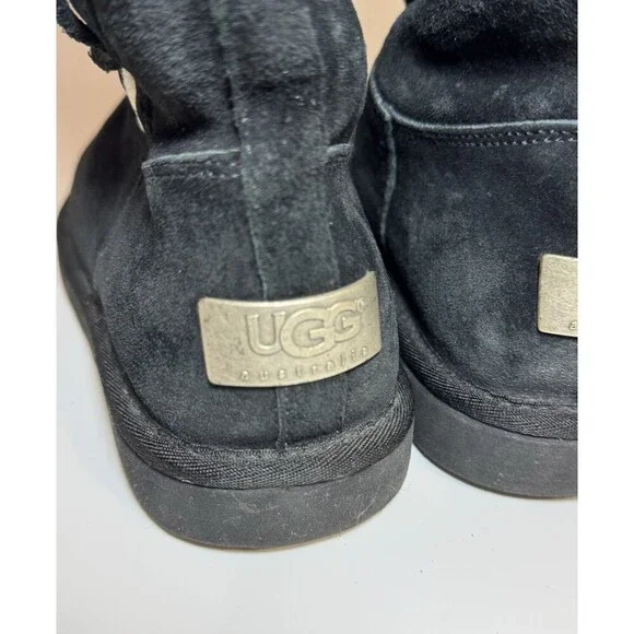 UGG Australia 5163 Upside Tall Suede Lace-Up Black Suede Shearling Boots US 6 - Picture 10 of 13